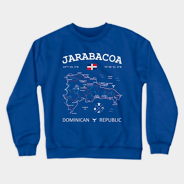 Jarabacoa Dominican Republic Flag Travel Map Coordinates GPS Crewneck Sweatshirt by French Salsa